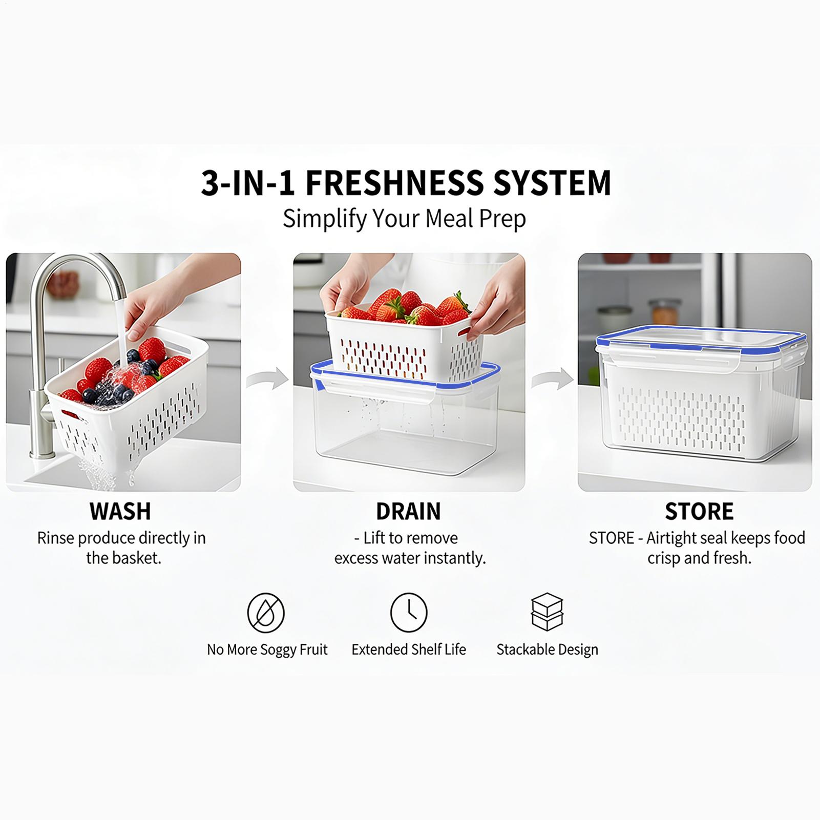 Food Storage Containers - 4 In 1 Food Storage Container