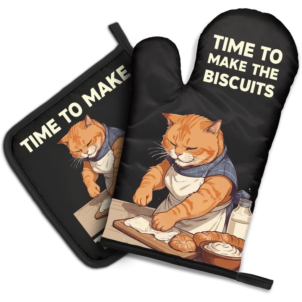 Kitchen Gadgets For Mom - The Biscuits Funny Cat Oven Mitts