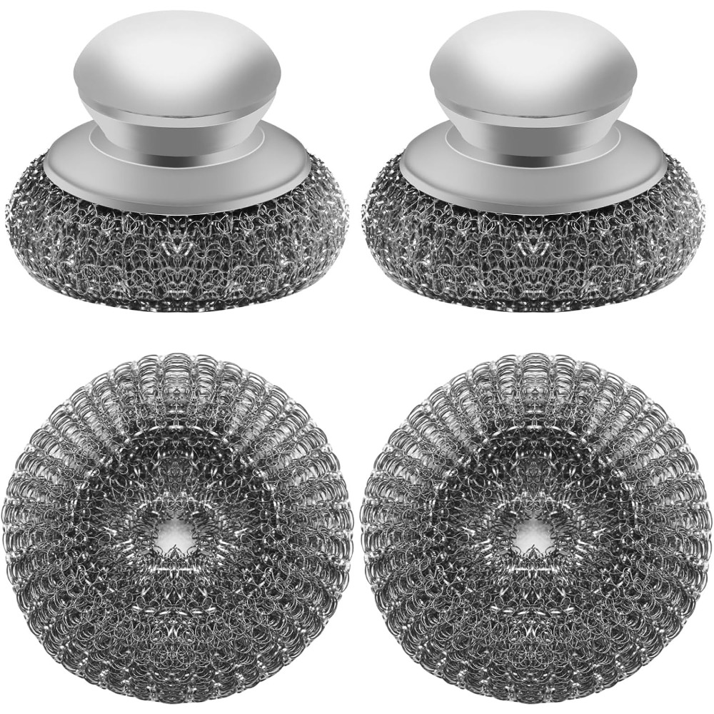 Cast Iron Skillet - Heavy Duty Stainless Steel Scouring Pad