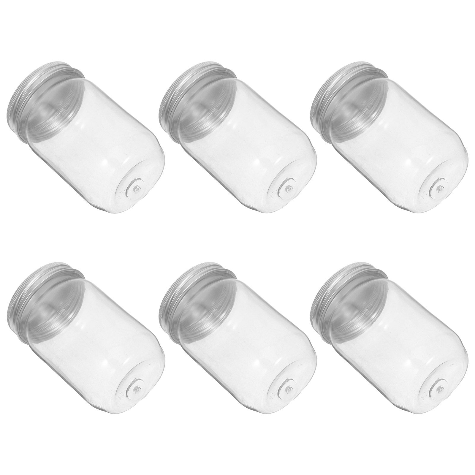 Food Storage Containers - 6Pcs Clear Plastic Mason Jars with