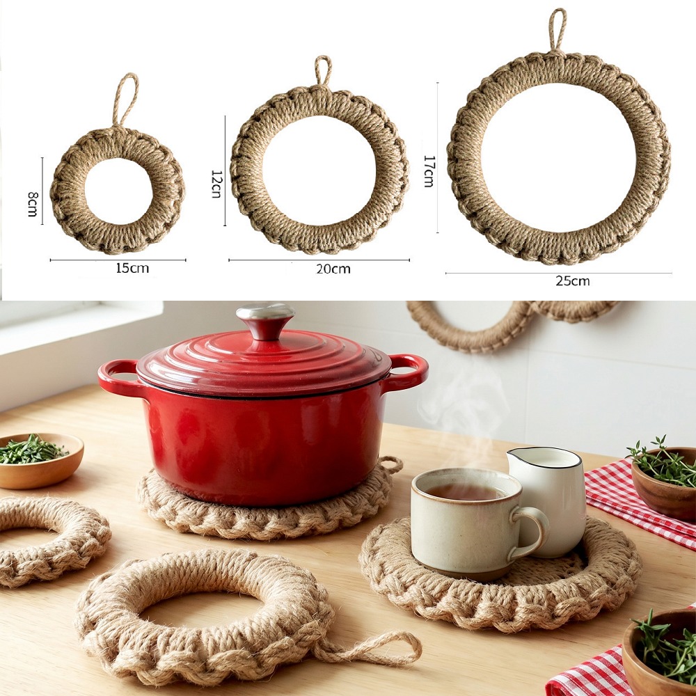 2Pcs Rustic Jute Woven Trivets - огляд і ціна Cast Iron Skillet