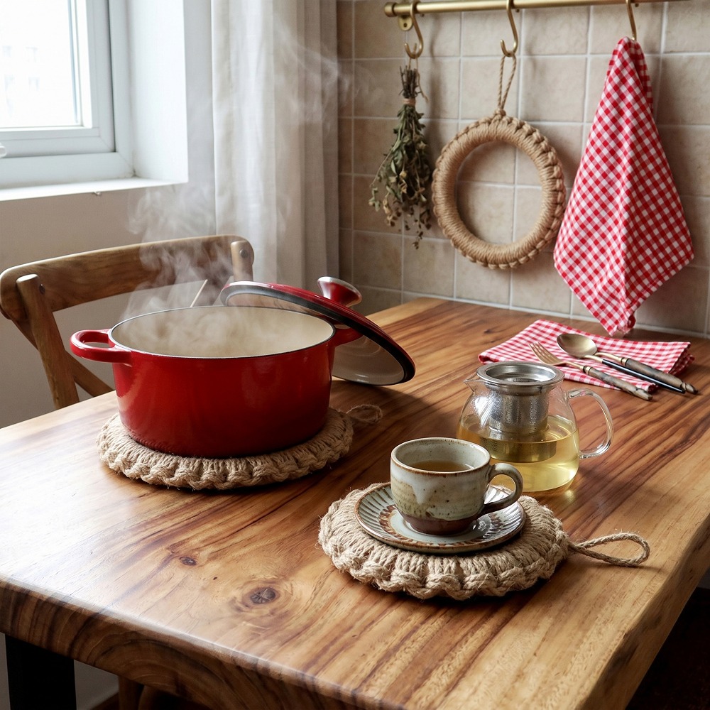 2Pcs Rustic Jute Woven Trivets - огляд і ціна Cast Iron Skillet