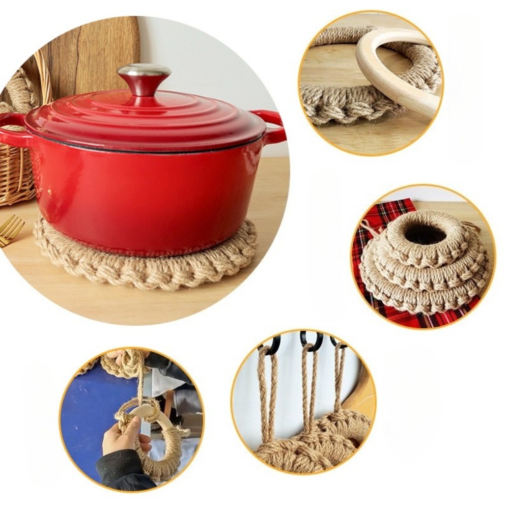 2Pcs Rustic Jute Woven Trivets - огляд і ціна Cast Iron Skillet