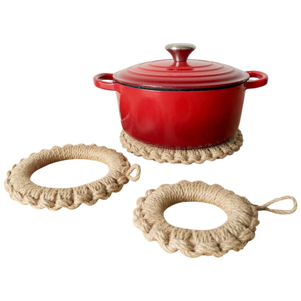 2Pcs Rustic Jute Woven Trivets - огляд і ціна Cast Iron Skillet