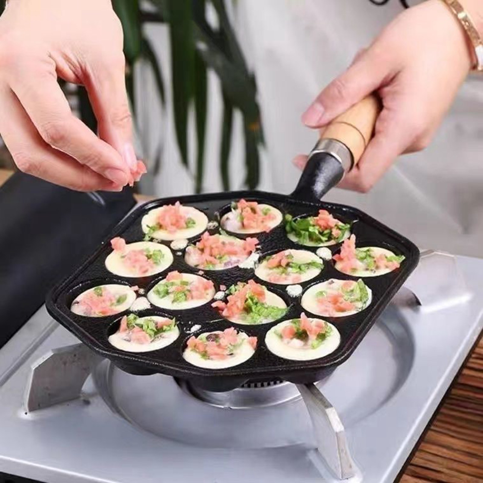 14 Holes Takoyaki Pan Nonstick - огляд і ціна Cast Iron Skillet