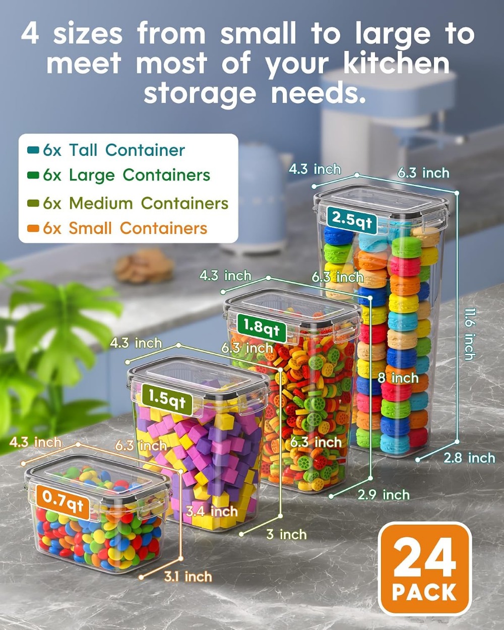 24 PCS Airtight Food Storage C - огляд і ціна Food Storage Containers